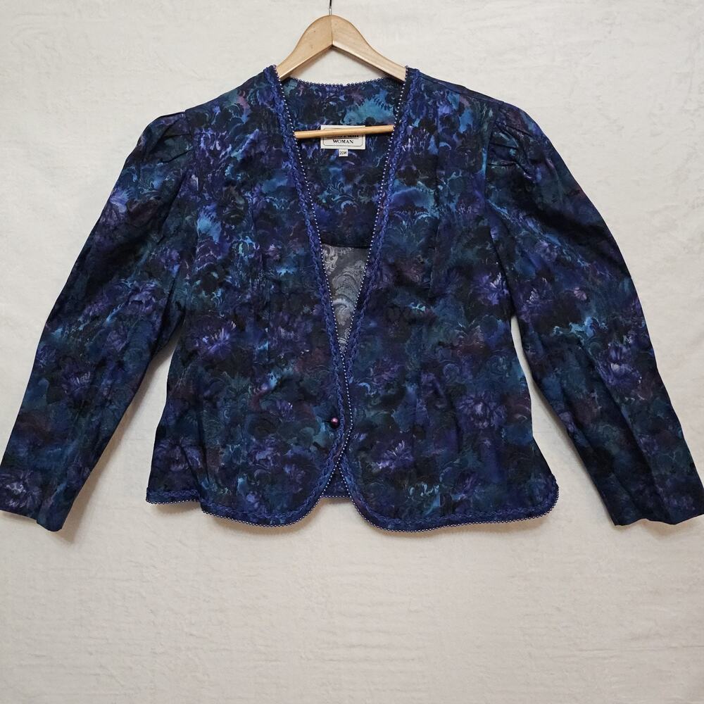 Vtg Evening Jacket 20W Formal Fairy Whimsy 90s Tapestry Grandmacore Dark Wedding